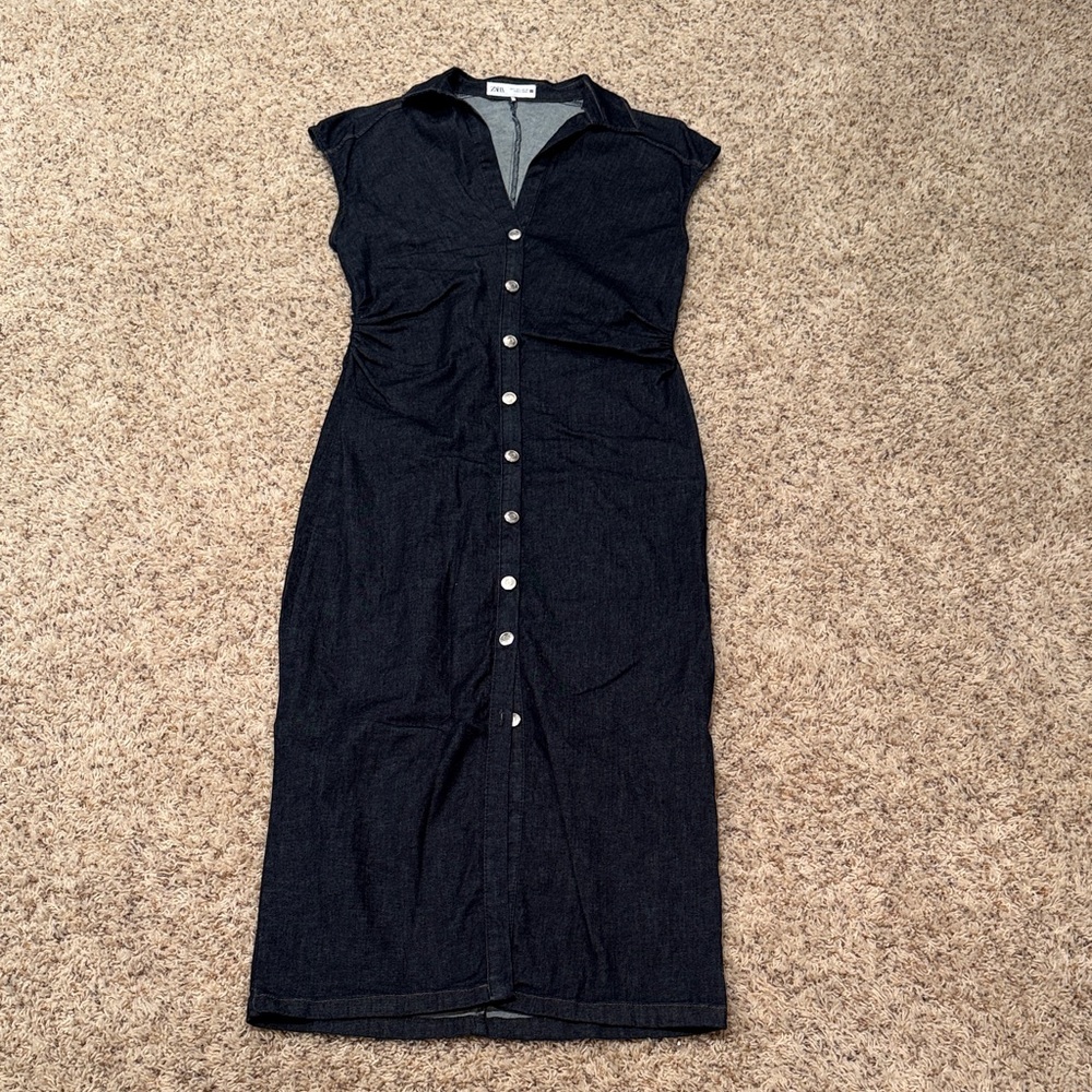 Zara Dark Blue Midi Dress